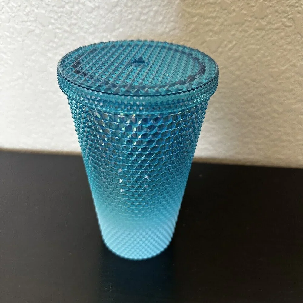 Starbucks Studded Blue Gradient Bling Ombre Cold Cup Tumbler Grande 16oz No Stra